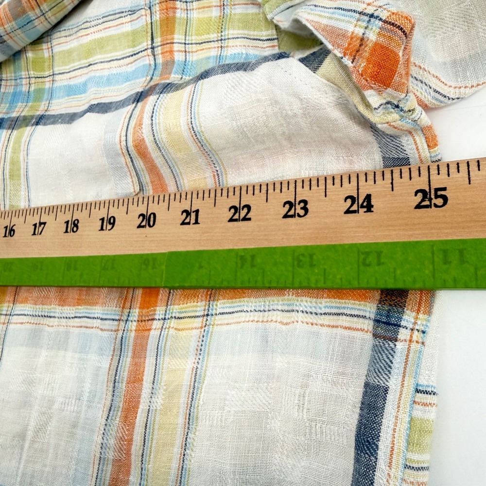 Cubavera Plaid 100% Linen Shirt Men XL Multicolor Short Sleeve Button Down Beach - Picture 9 of 11